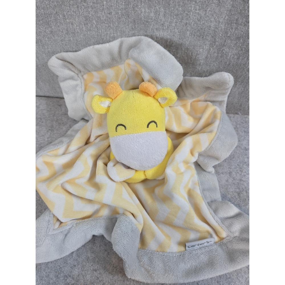 Carters Sunshine Lemon Giraffe Zigzag Lovey Security Blanket Grey Yellow Plush